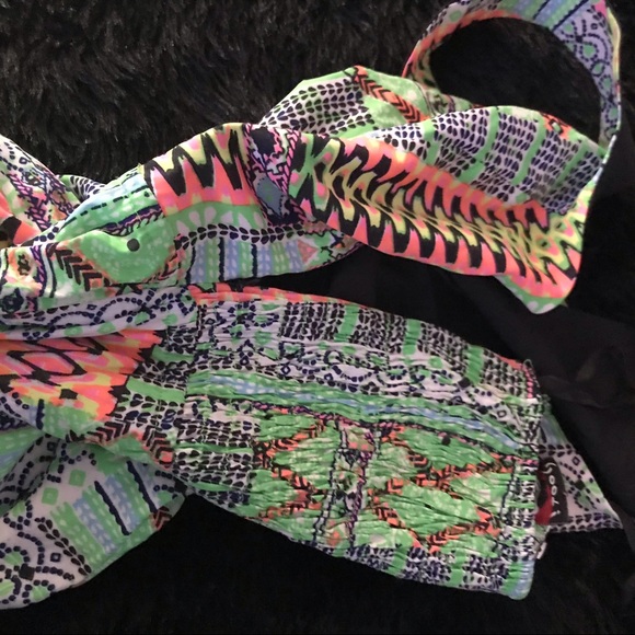 Vibrant pattern halter Jumpsuit Green Orange M - Picture 6 of 6